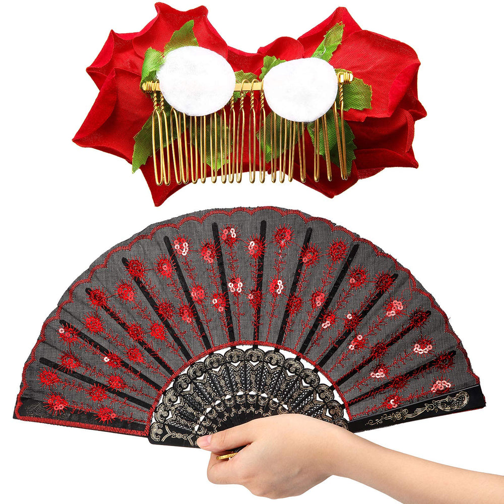 Patelai folding hand fan with sequins—keeps you stylish during performances.