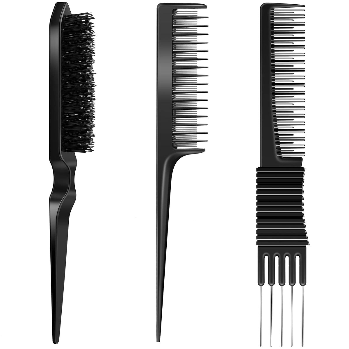 Patelai lift-teasing-comb with metal prong for precise sectioning and voluminous styles.