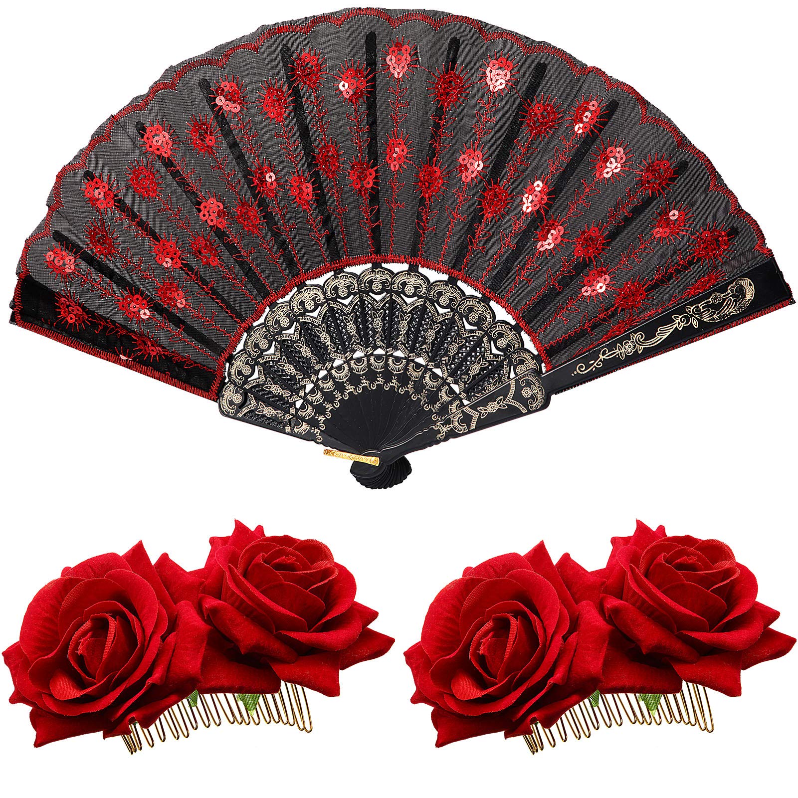 Patelai rose flower hair clip red—two pieces for quick, eye-catching hairstyles.