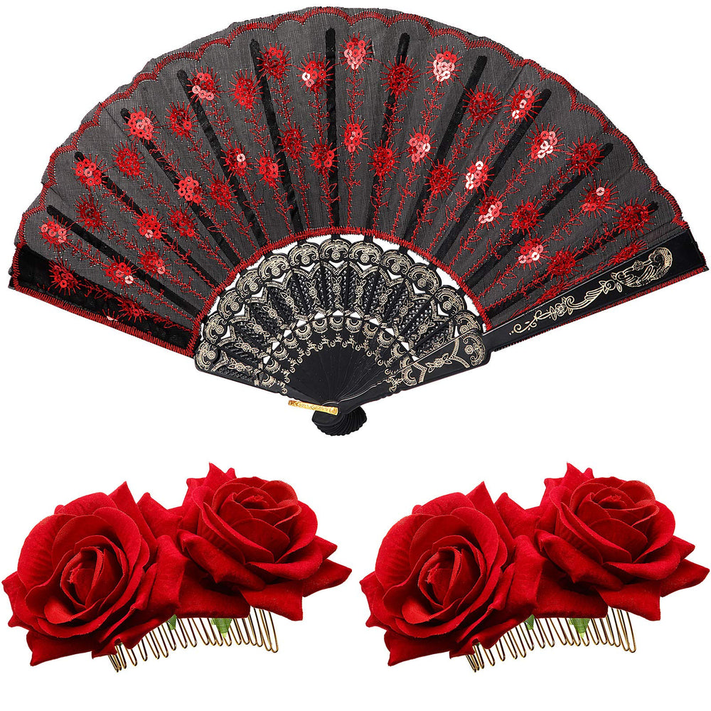 Patelai rose flower hair clip red—two pieces for quick, eye-catching hairstyles.