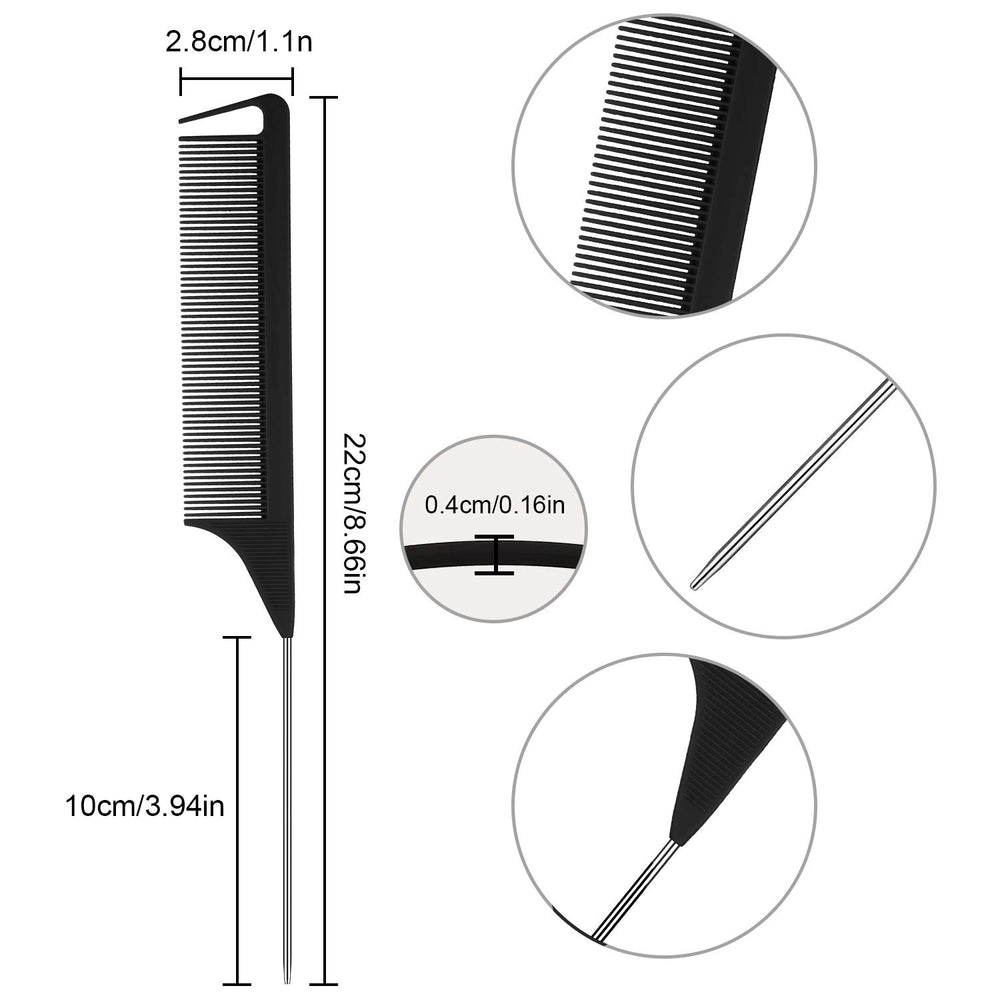 Patelai stainless steel pintail teasing comb for precise backcombing and detailing.