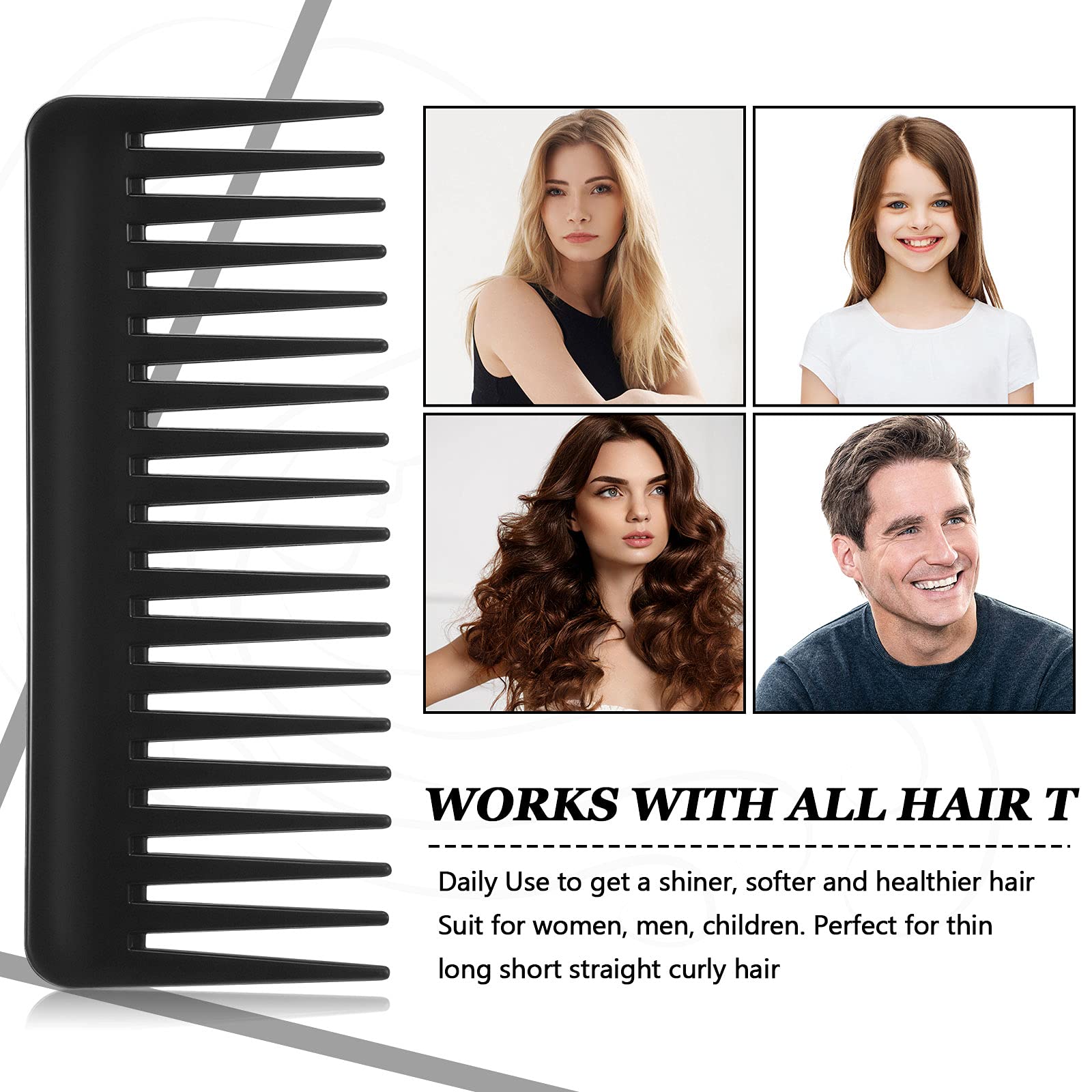 Patelai wide tooth comb suits curly wet or dry hair for easy detangling.