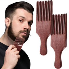 Patelai wooden beard combs 2-pack in reddish brown for tangle-free grooming