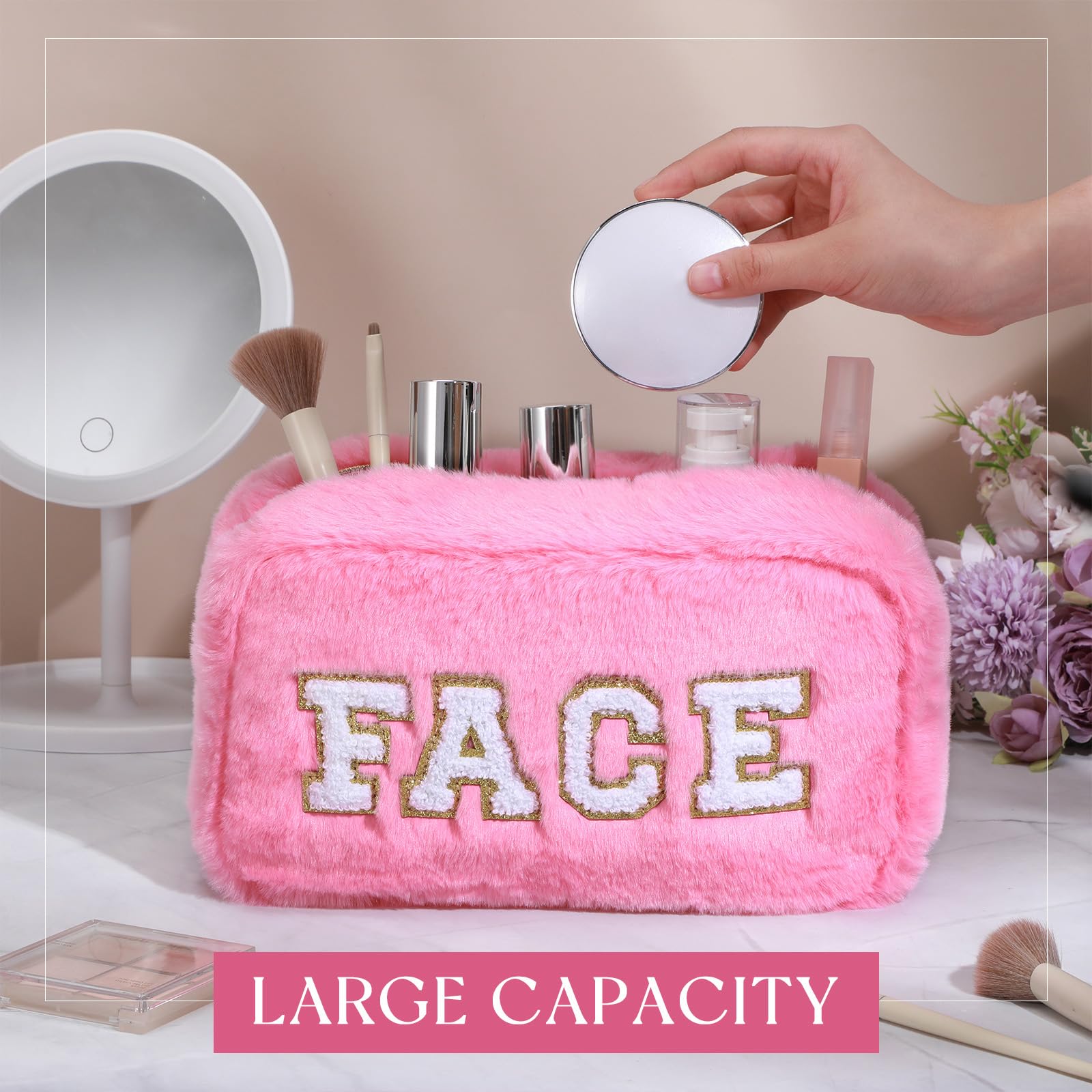 Paterr pink bag features glitter embroidery for durable style