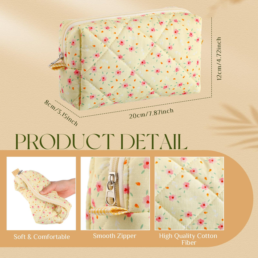 Paterr quilted makeup bag cotton texture highlighting durability and soft feel