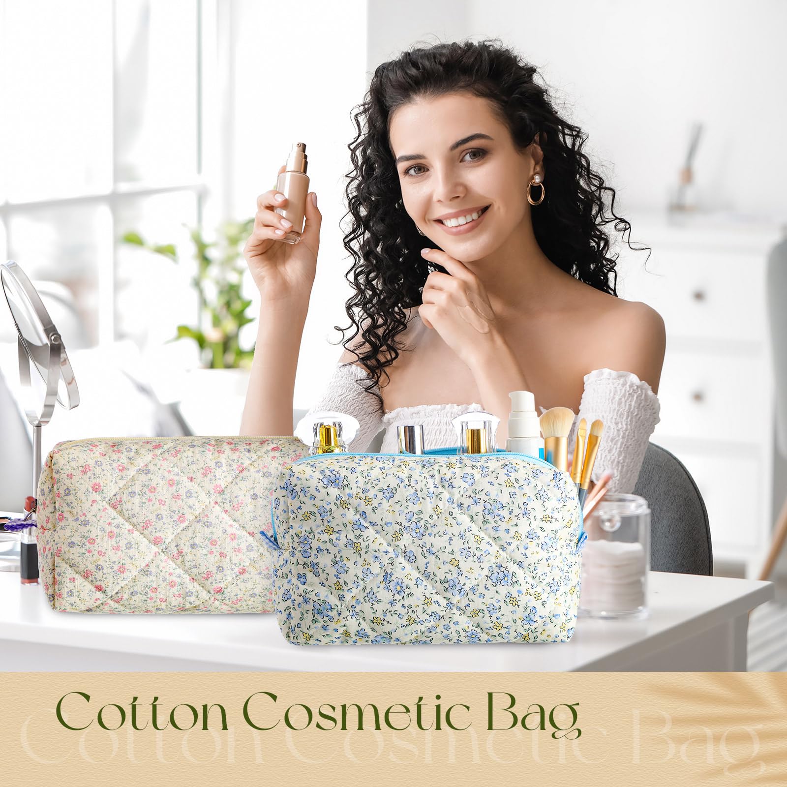 Paterr quilted makeup bag size dimension 7.87 x 4.72 x 3.15 inches