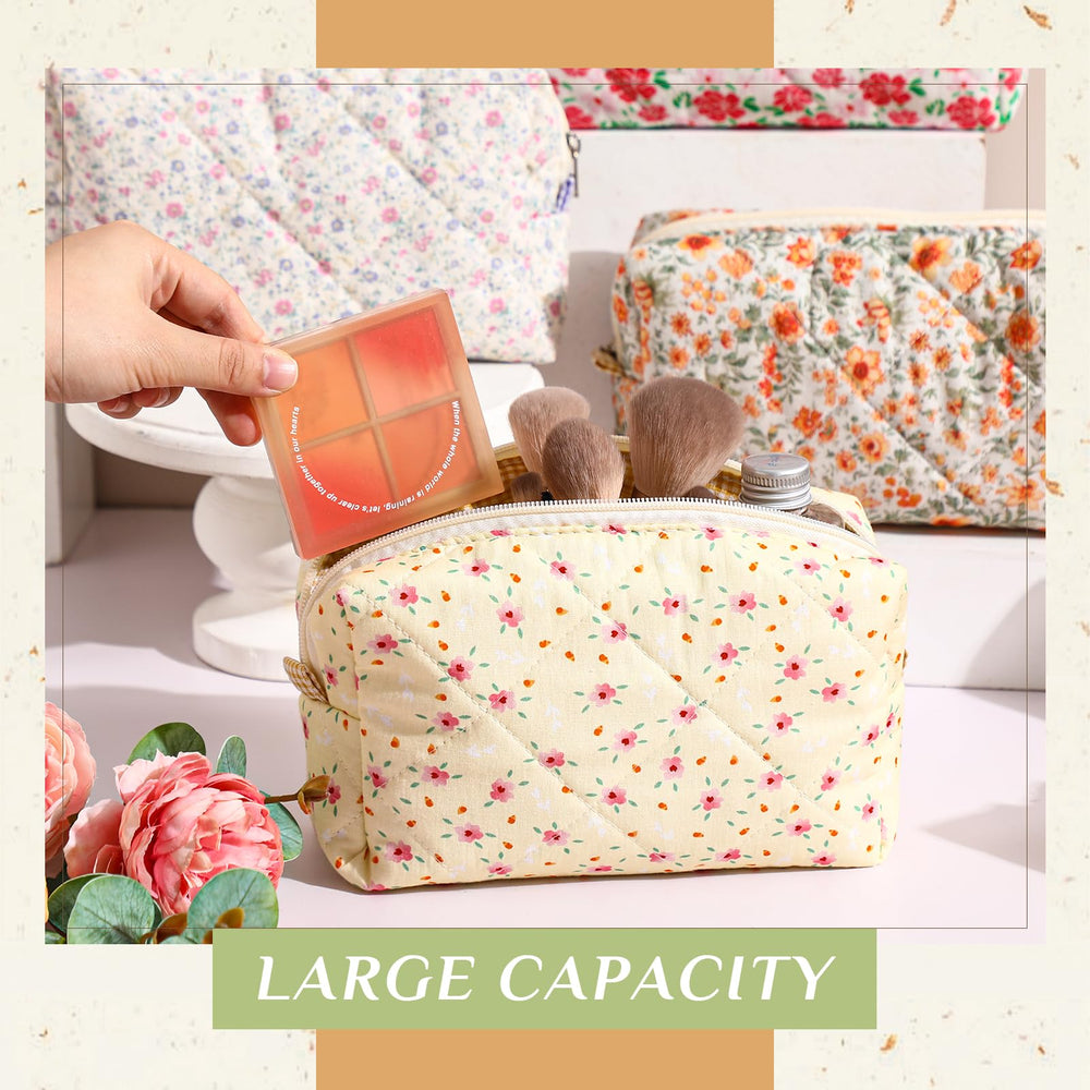 Paterr quilted makeup bag zipper-access for quick, easy makeup retrieval