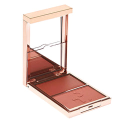 Patrick Ta Major Headlines cream blush compact closeup showing buildable pinky coral glow