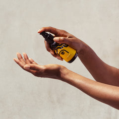 PATTERN Argan Oil Hair Serum on wet hair smooths curl cuticles.