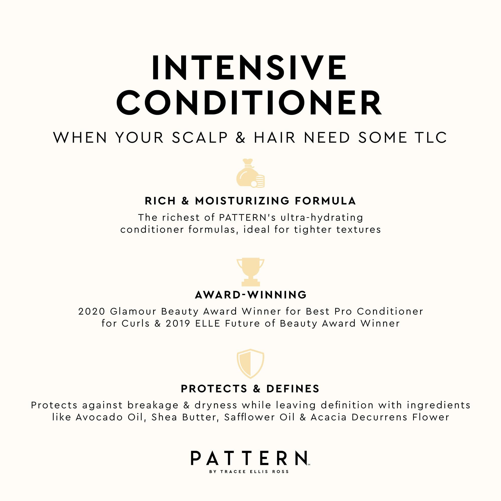 Applying Pattern Intensive Conditioner for deep conditioning on hair.