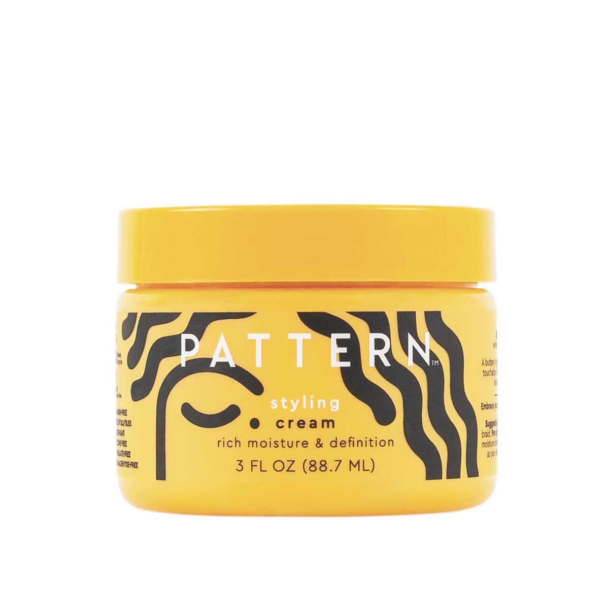PATTERN Beauty mini styling cream jar shows rich buttercream texture for defined curls.
