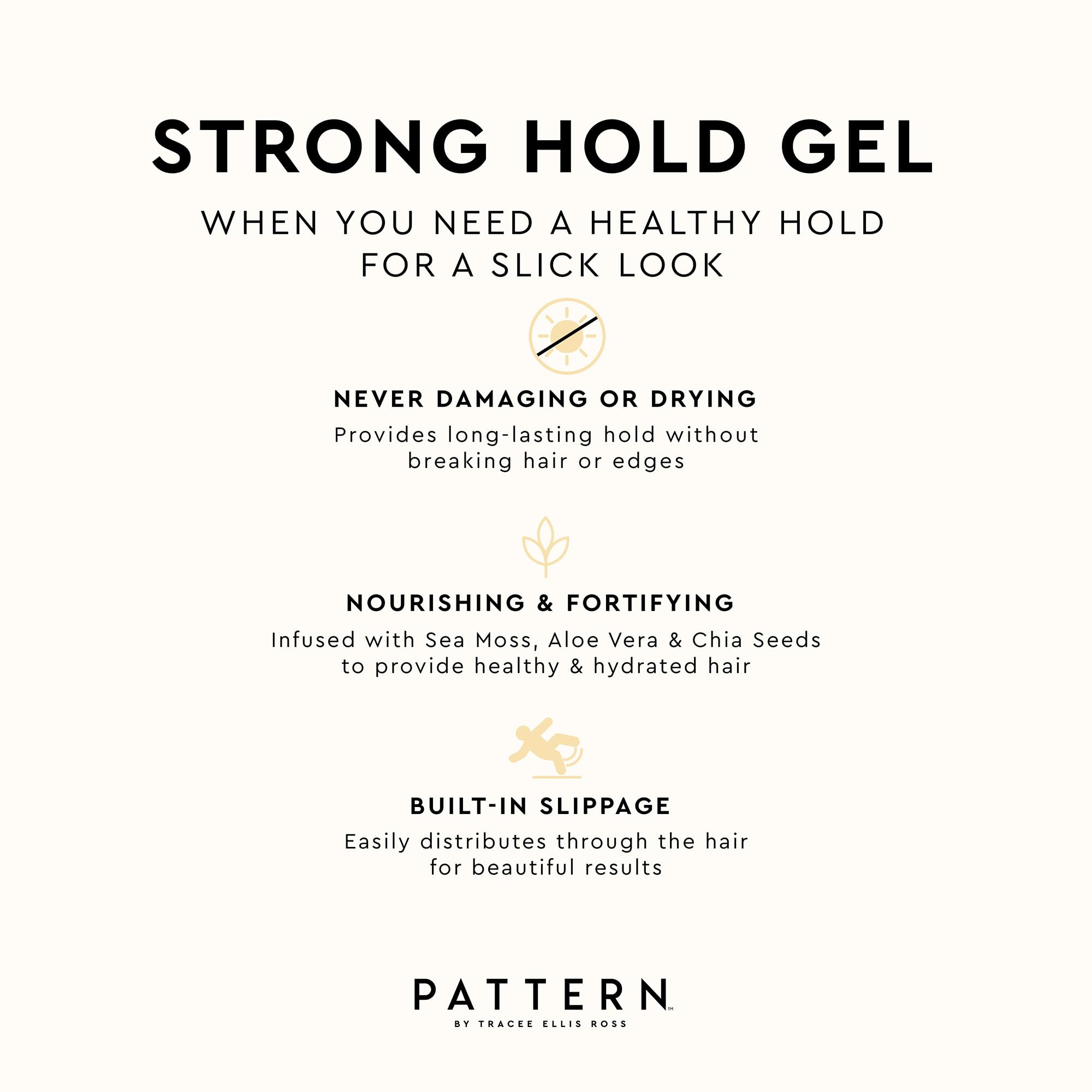 Pattern Beauty Strong Hold Gel packaging box on shelf conveys premium styling.