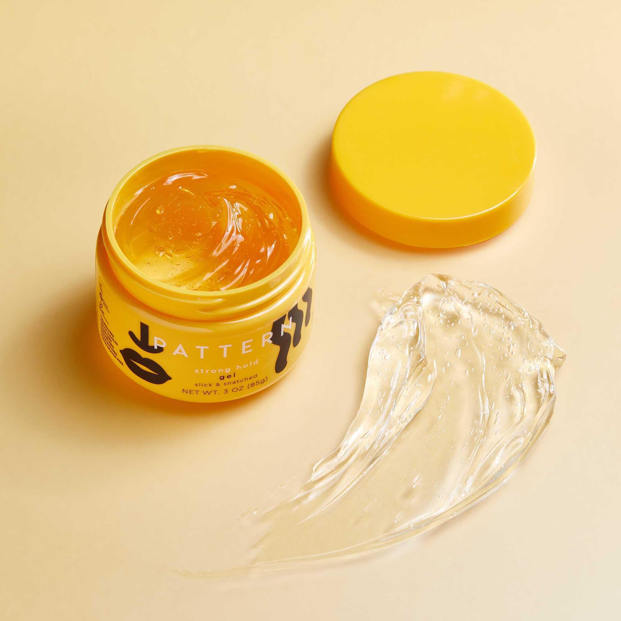 Pattern Beauty Strong Hold Gel texture closeup highlights smooth slip for quick application.