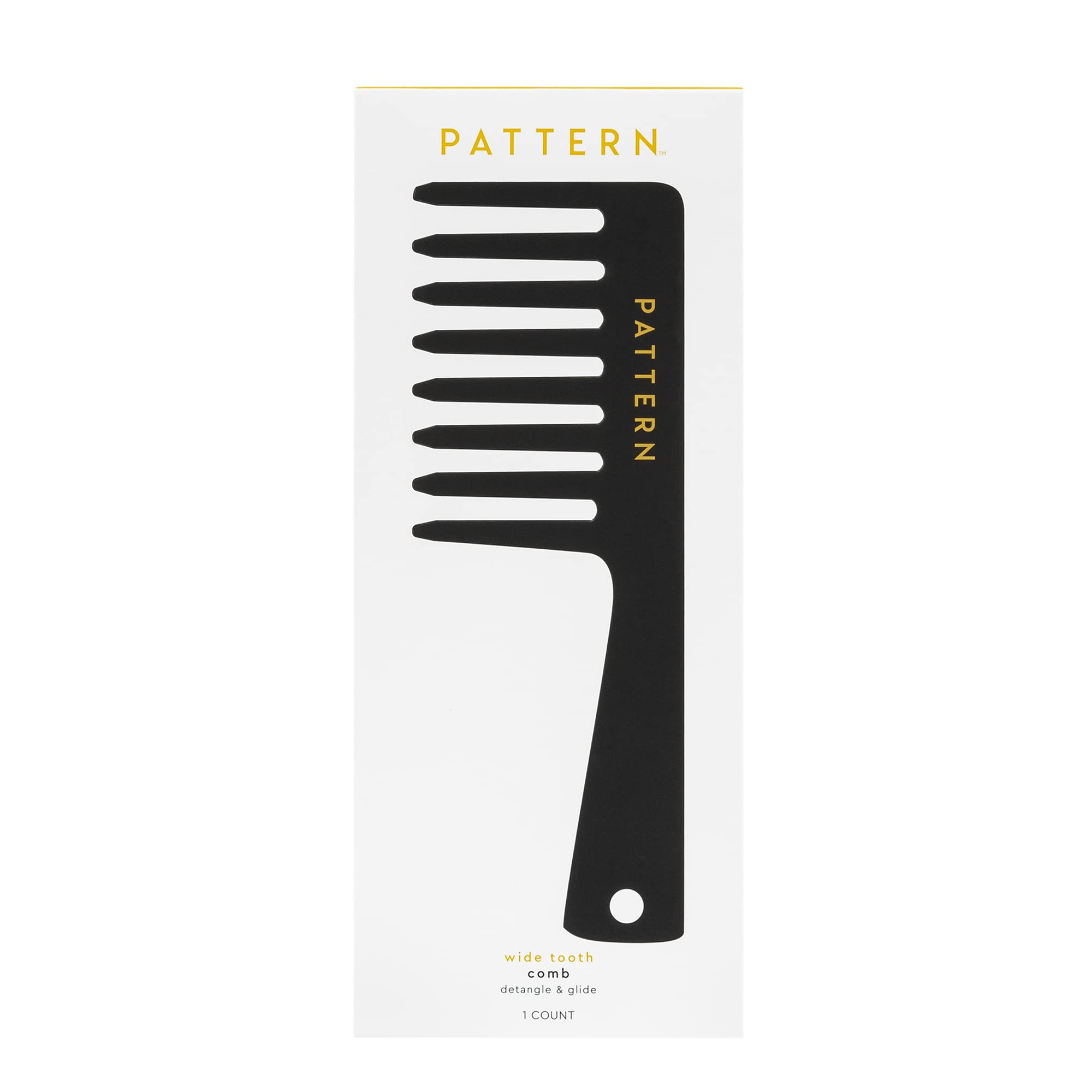 PATTERN Beauty wide tooth comb packaging highlights recyclable materials and eco-friendly design