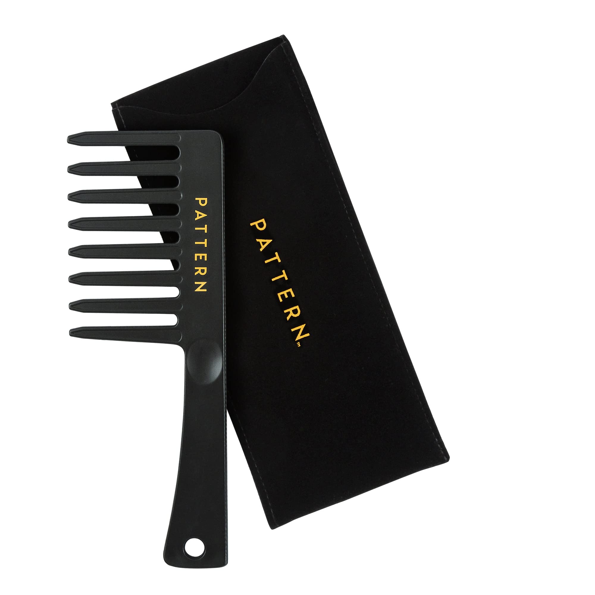 PATTERN Beauty wide tooth comb on wet hair demonstrates smooth detangling for curls