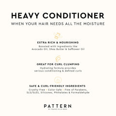 Pattern Heavy Conditioner creamy texture closeup showcases luxurious deep hydration for high-porosity curls.