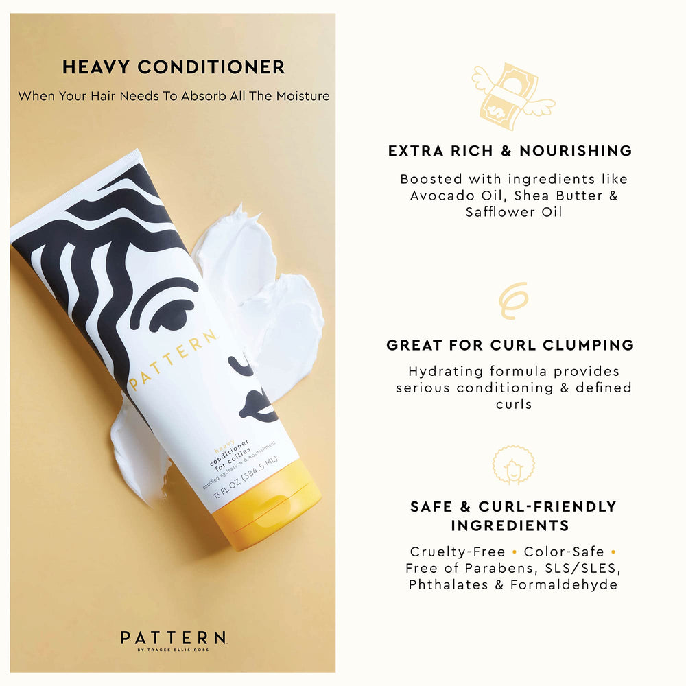 PATTERN Heavy Conditioner texture closeup shows buttery, moisture-rich formula for curls.