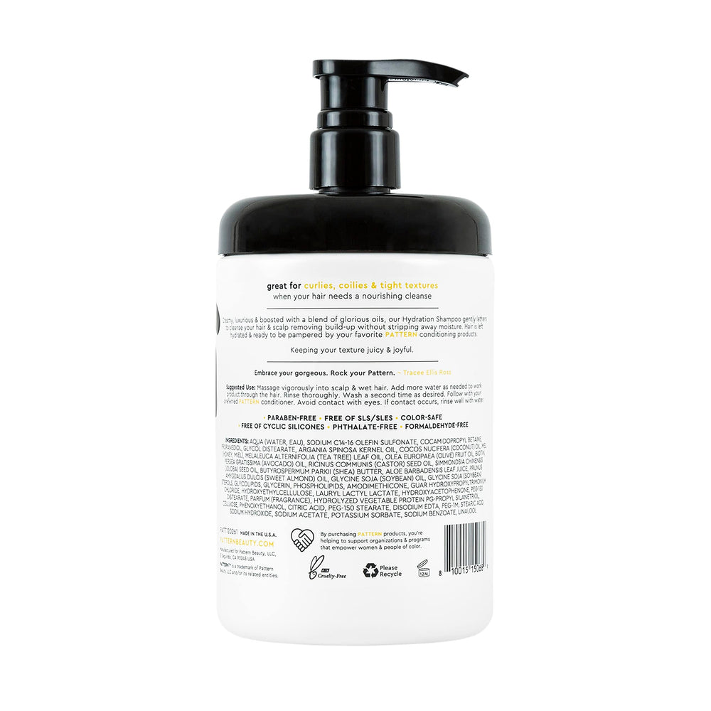 PATTERN Hydration Shampoo color-safe mineral oil-free label closeup