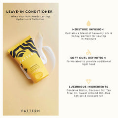 PATTERN Leave-In Conditioner pump dispenses evenly for detangling and styling