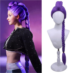 PATTNIUM Kids Purple Braided Wig front view with long vibrant cosplay braid