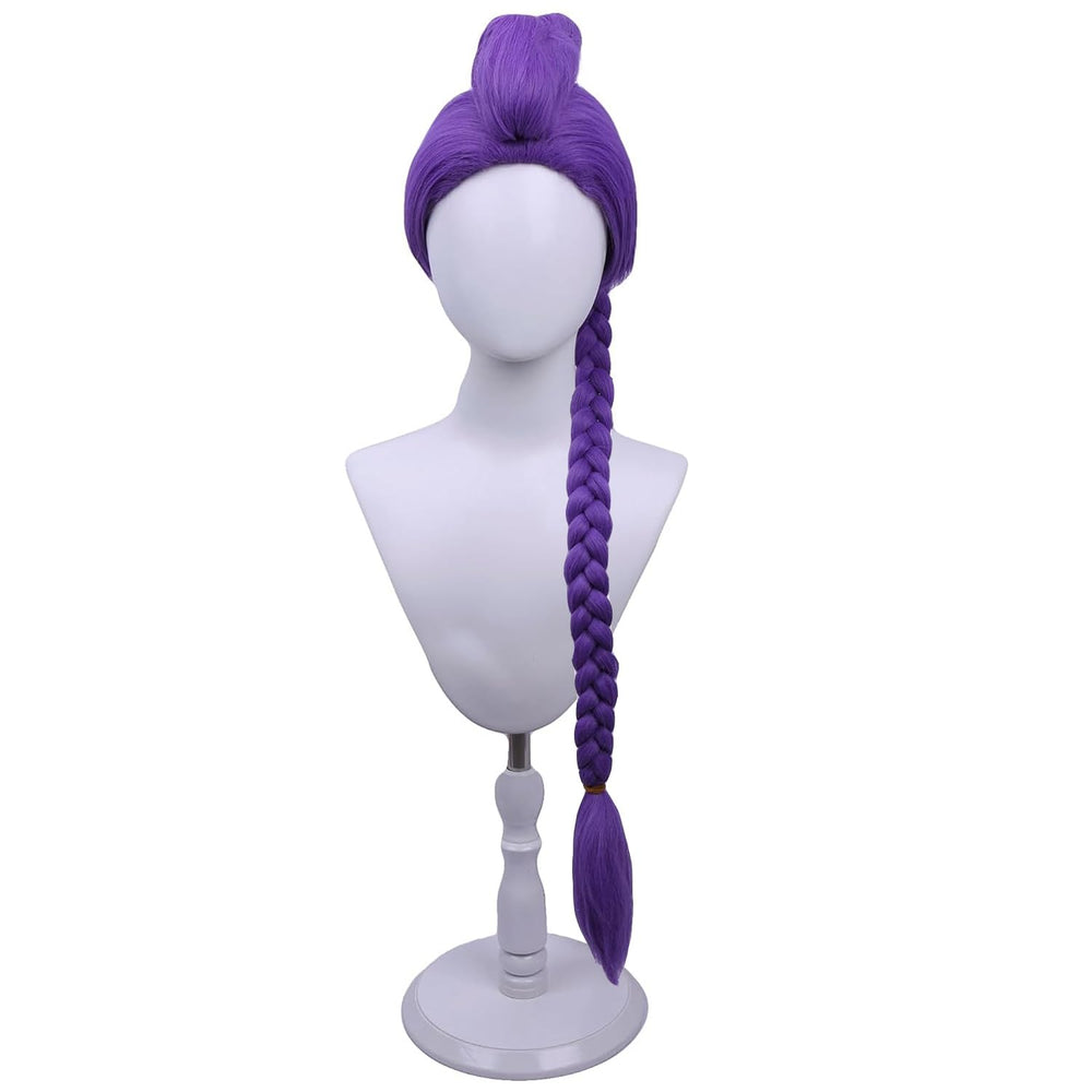 PATTNIUM Kids Purple Braided Wig side view showing flowing braid for pretend play