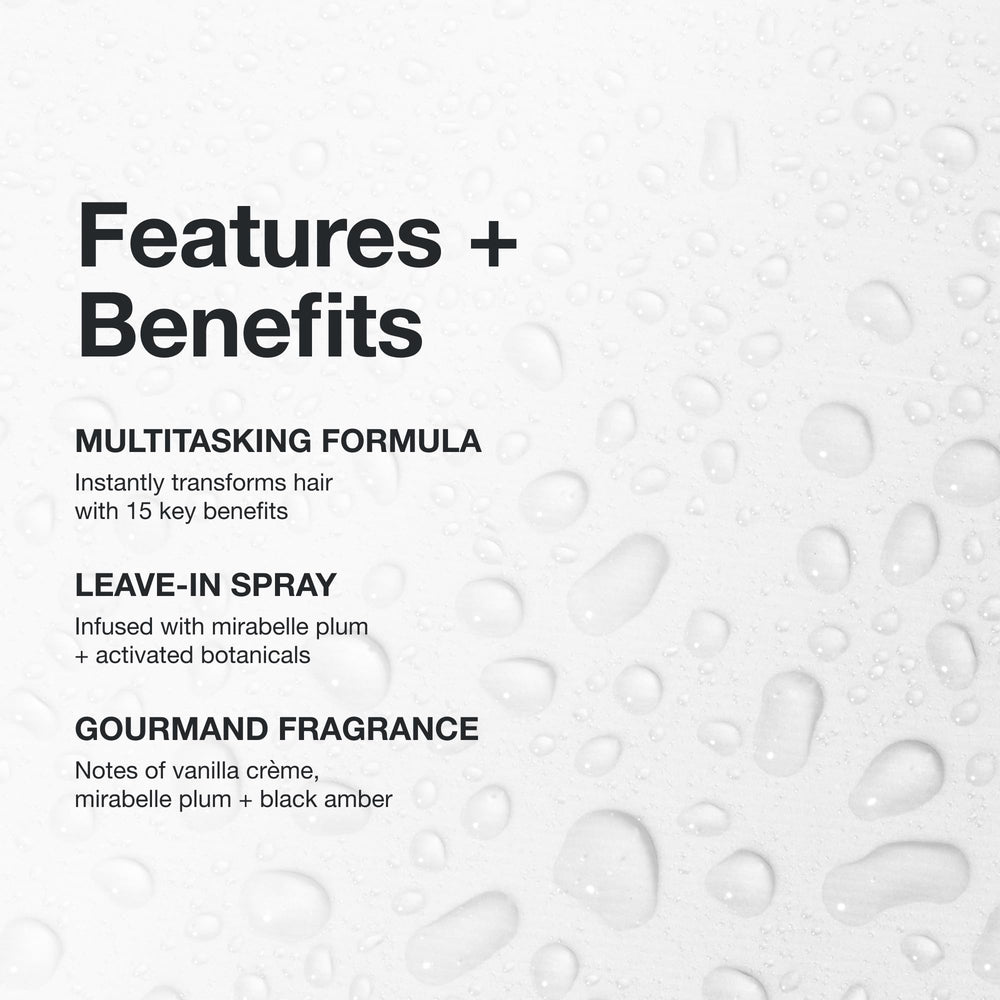 Paul Mitchell 15-In-1 Spray close-up highlights radiant shine on hair.