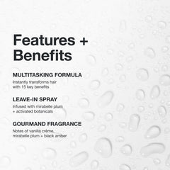Paul Mitchell 15-In-1 Spray close-up highlights radiant shine on hair.