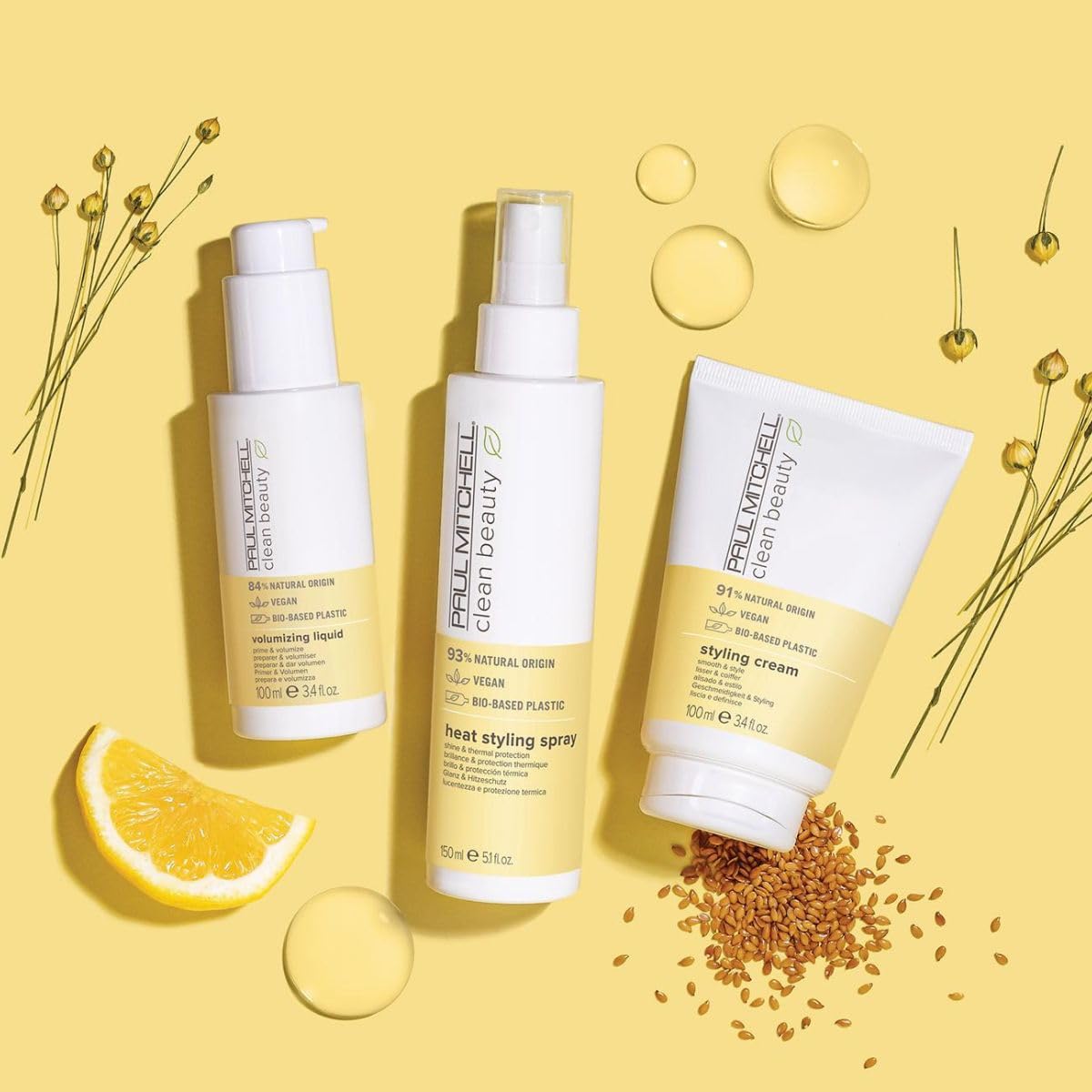 Paul Mitchell bio-based packaging sugarcane label signals sustainable initiative.