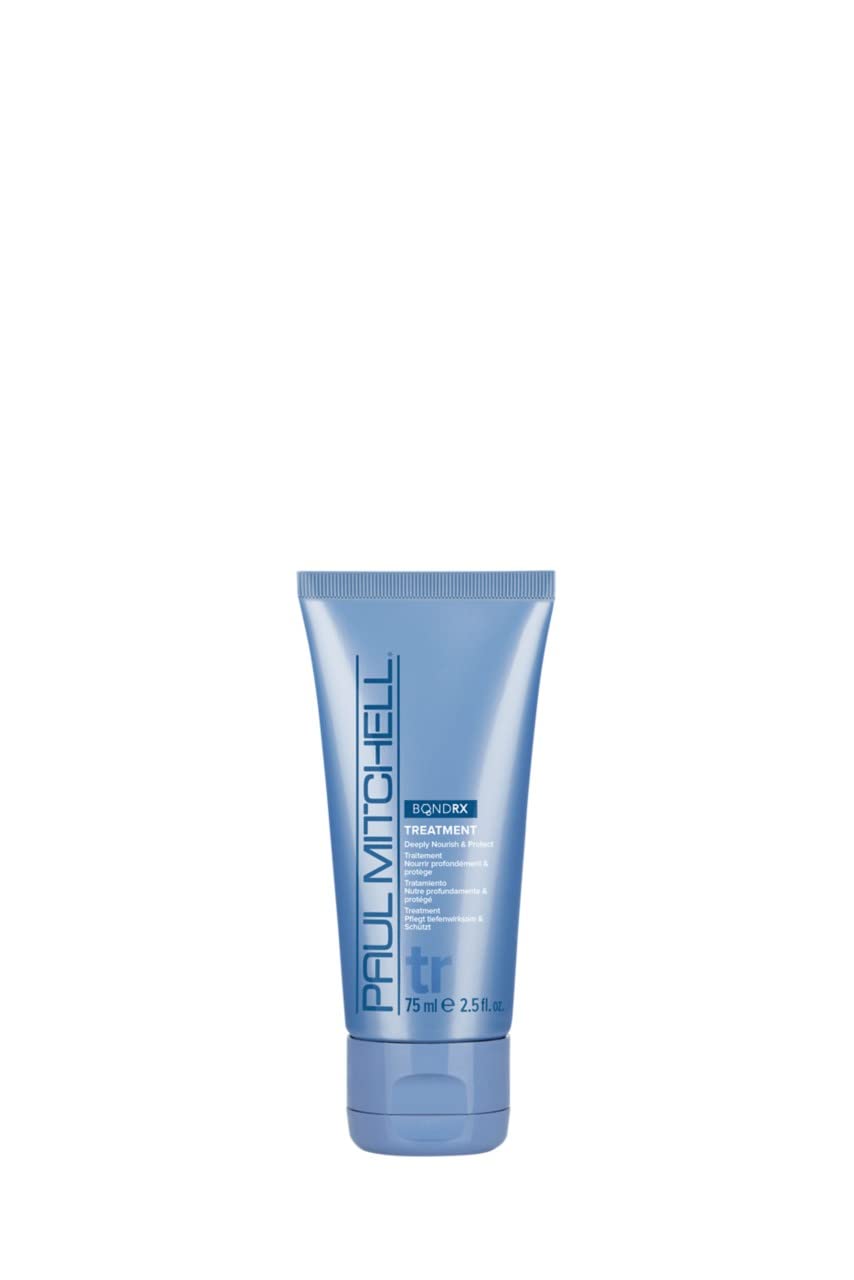 Paul Mitchell Bond RX Treatment bottle showing rich conditioning for chemically treated hair.