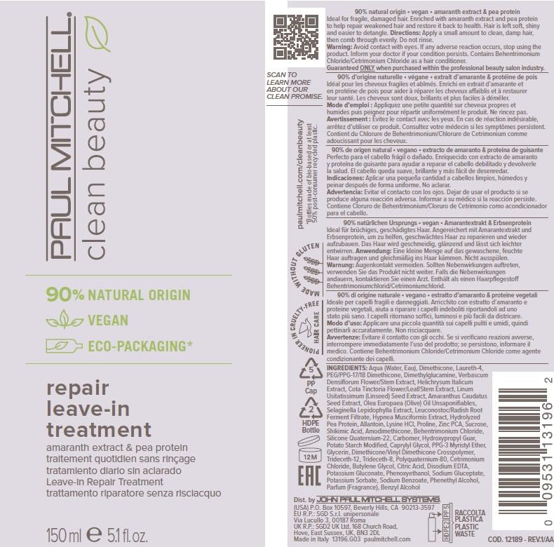 Paul Mitchell Clean Beauty Repair Leave-In delivers soft shiny hair with reduced frizz