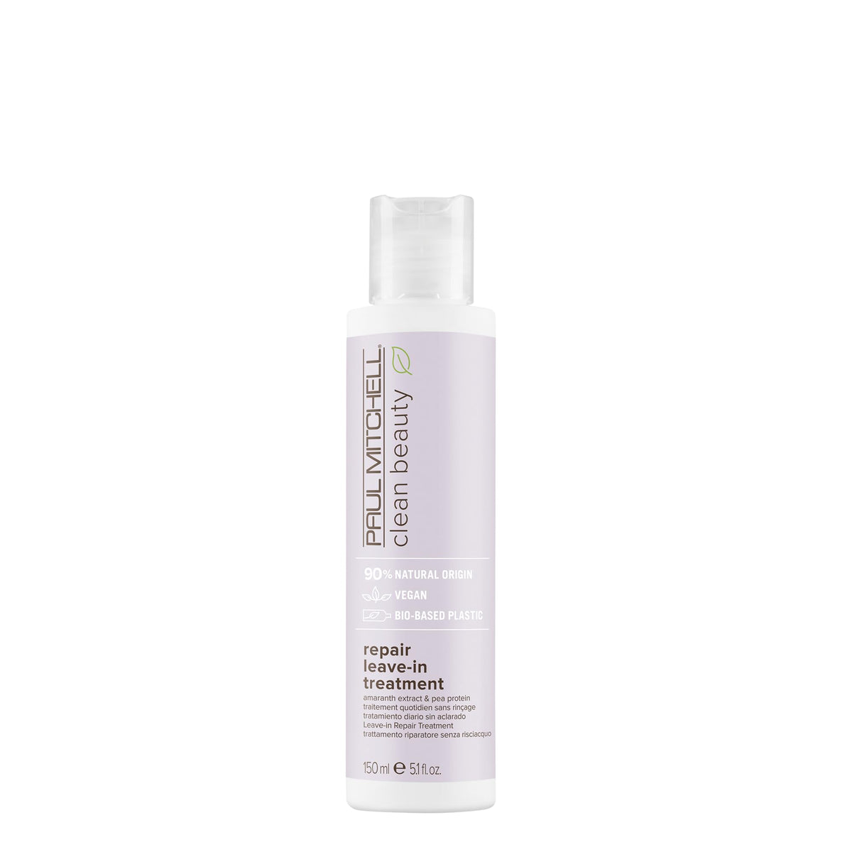 Paul Mitchell Clean Beauty Repair Leave-In Treatment bottle highlights reparative formula for damaged hair