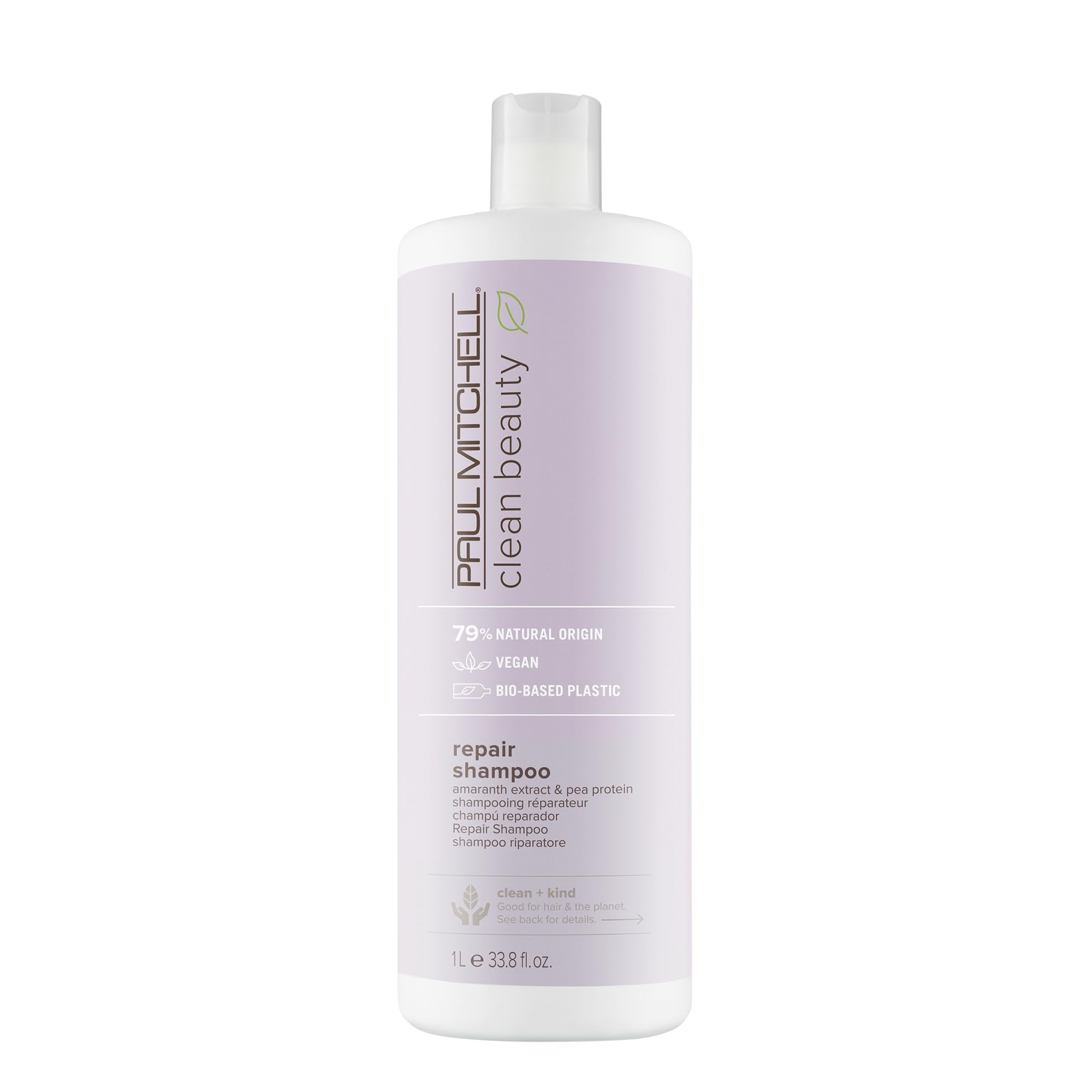 Paul Mitchell Clean Beauty Repair Shampoo bottle highlights strengthening formula for damaged hair