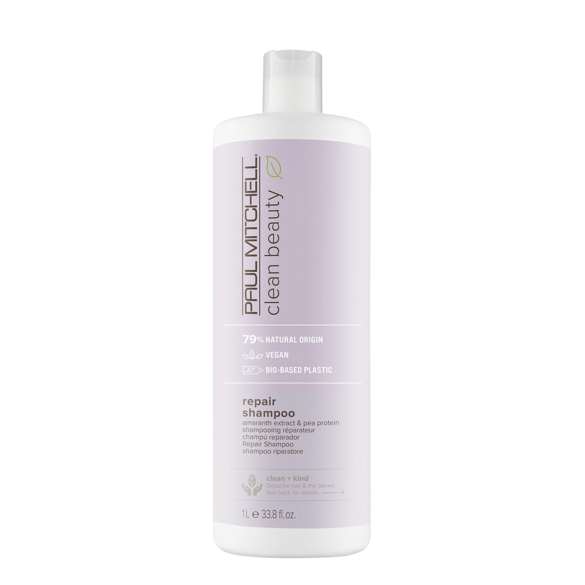 Paul Mitchell Clean Beauty Repair Shampoo bottle highlights strengthening formula for damaged hair