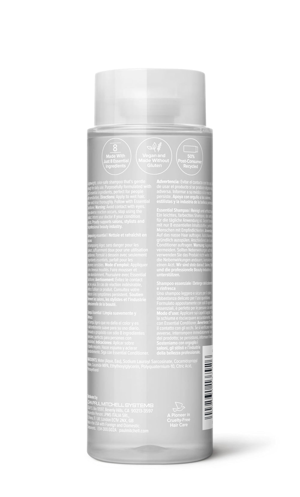 Paul Mitchell Clear Essential Shampoo product image—fragrance-free cleanse ideal for sensitive skin.