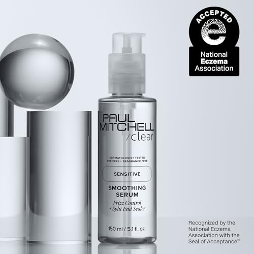 Paul Mitchell Clear Smoothing Serum being applied to hair for faster, smoother blow-dry.