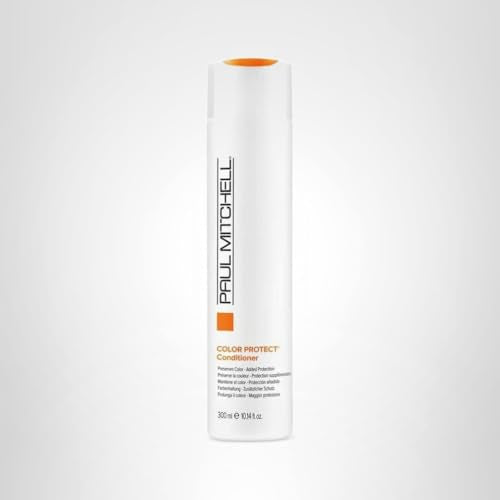 Paul Mitchell Color Protect Conditioner lifestyle-use shows color-treated hair ready to style.