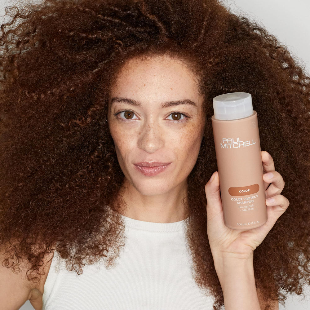 Paul Mitchell Color Protect Shampoo UV shield concept image.