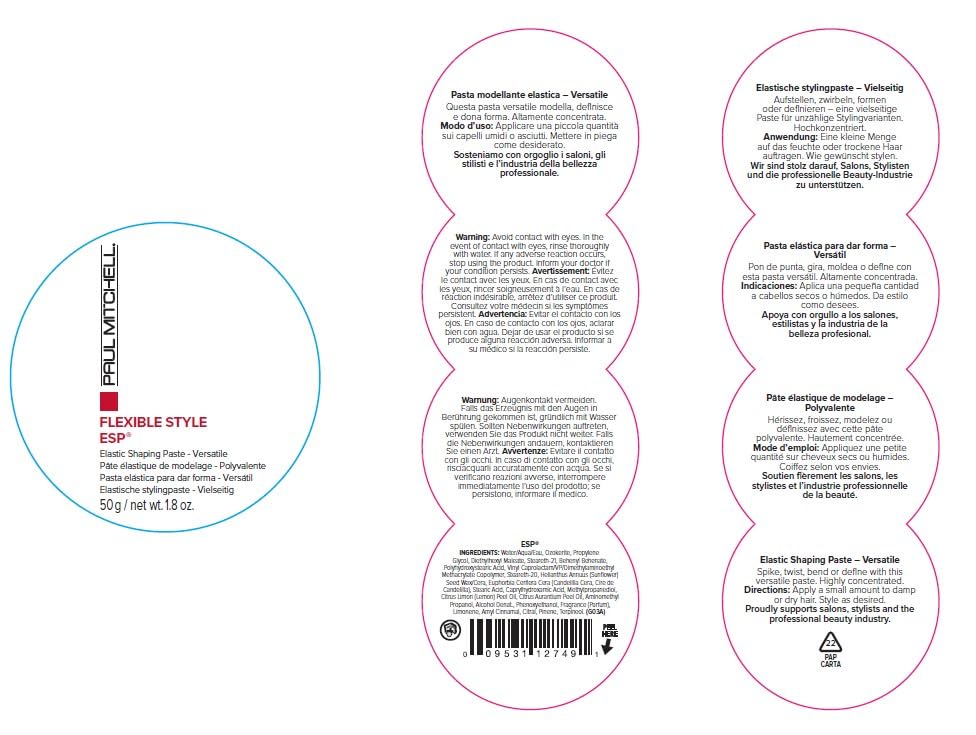 Paul Mitchell ESP Elastic Shaping Paste packaging tube emphasizes premium salon-grade formula.