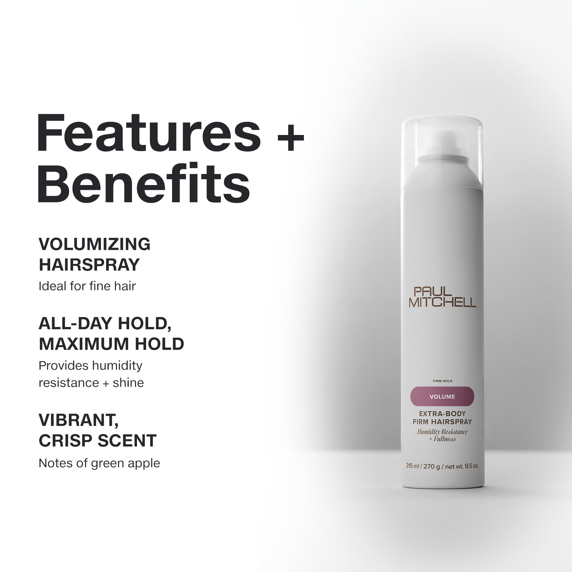 Hair shines and shows texture after using Paul Mitchell hairspray.