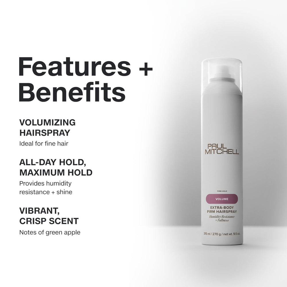 Hair shines and shows texture after using Paul Mitchell hairspray.