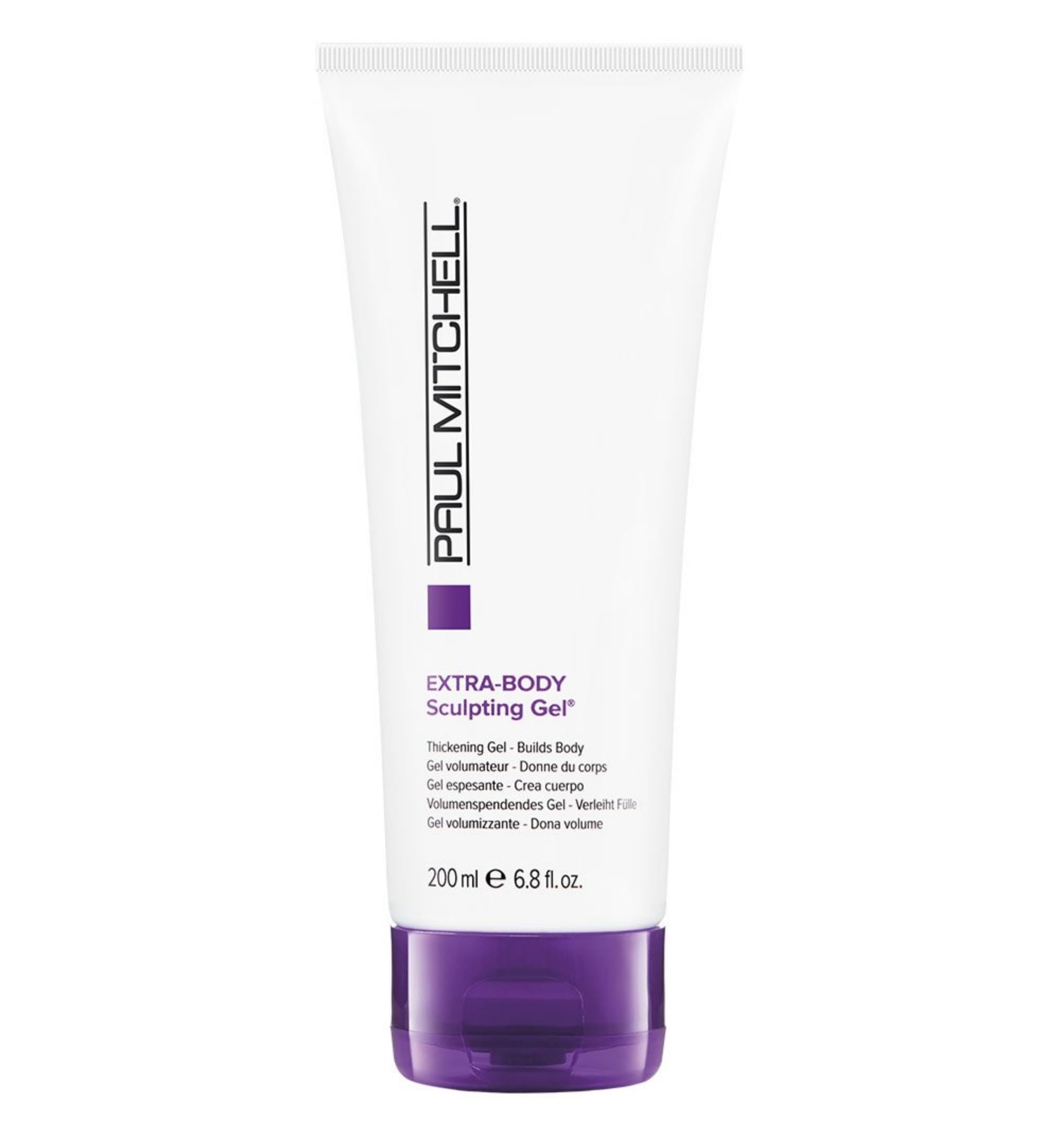 Paul Mitchell Extra-Body Sculpting Gel bottle front for volume-boosting styling.
