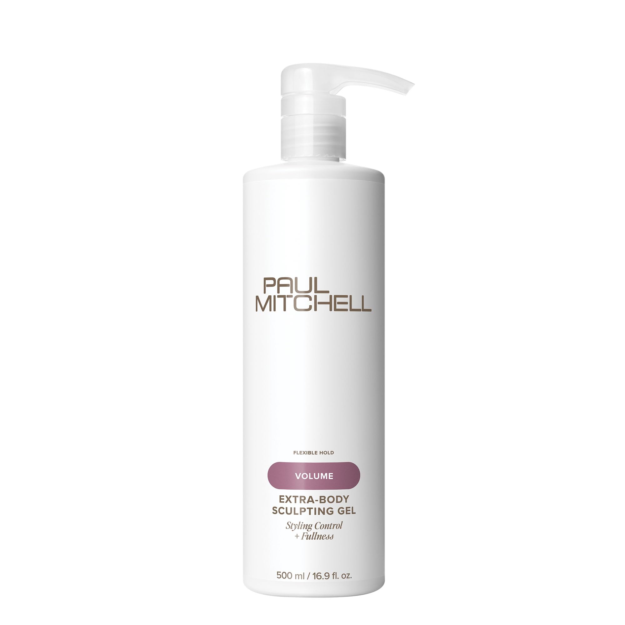 Paul Mitchell Extra-Body Sculpting Gel bottle shows volume enhancement for fine hair.
