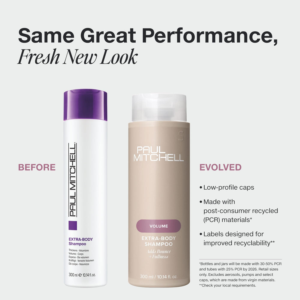 Paul Mitchell Extra-Body Shampoo lather delivering light, body-boosting cleanse.