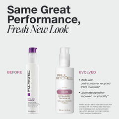 Paul Mitchell Thicken Up cap dispensing image shows easy, precise application.