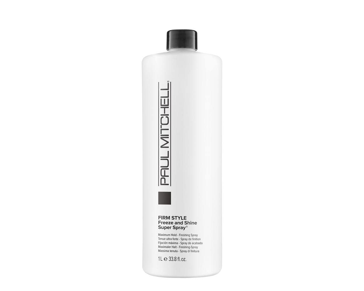 Paul Mitchell Freeze and Shine hairspray bottle front view showing strong hold for coarse hair