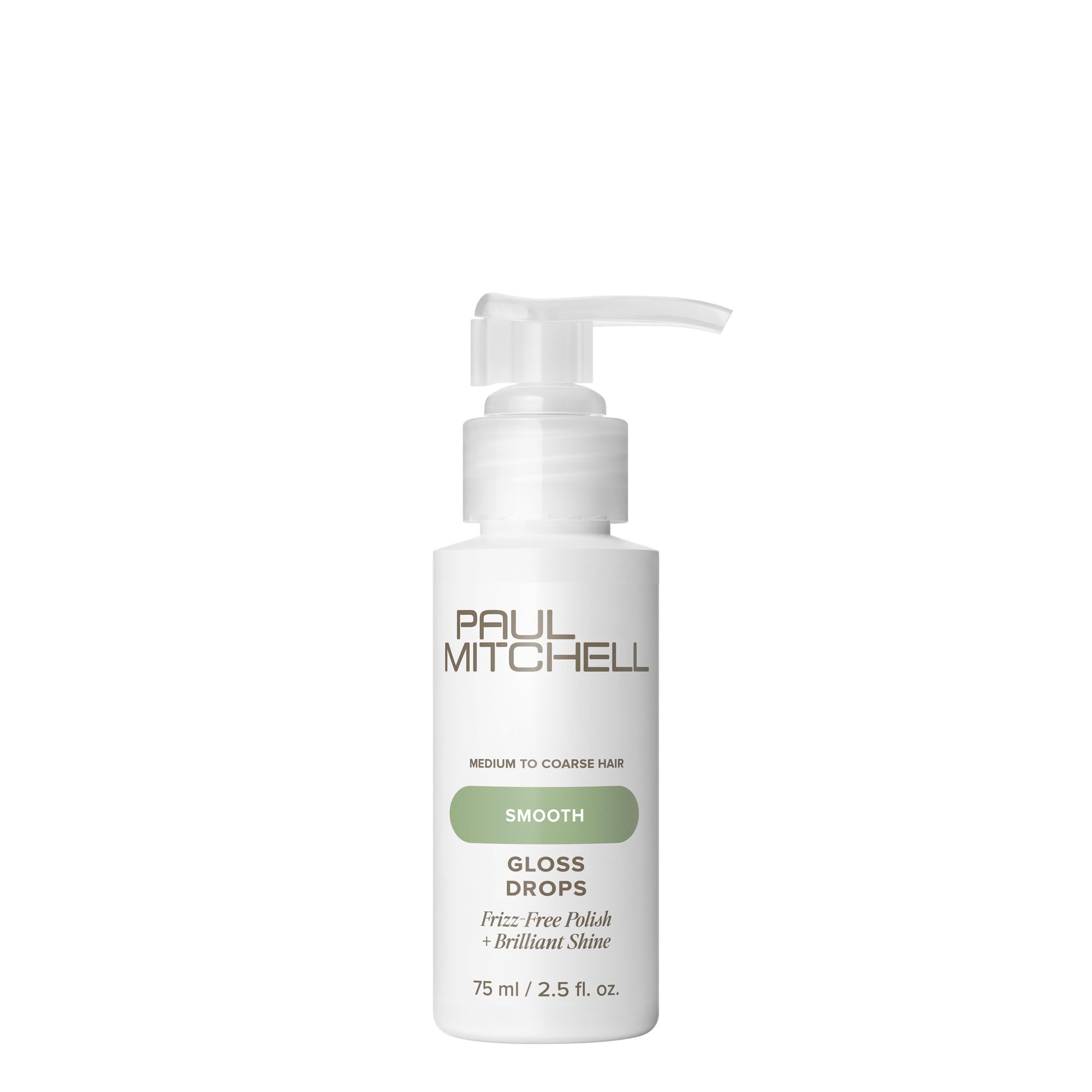 Paul Mitchell Gloss Drops bottle front delivers glossy shine and frizz control for daily wear