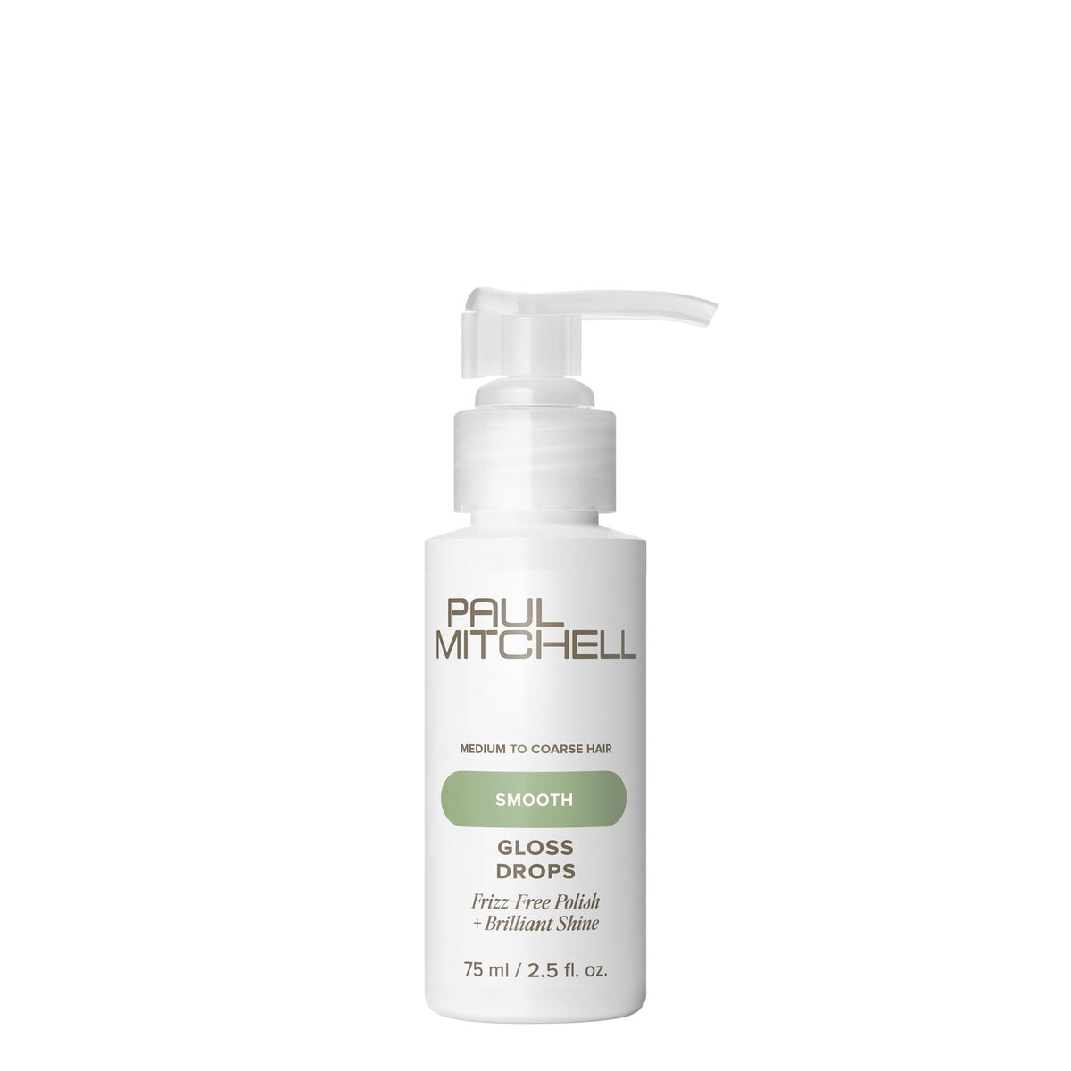 Paul Mitchell Gloss Drops bottle front delivers glossy shine and frizz control for daily wear