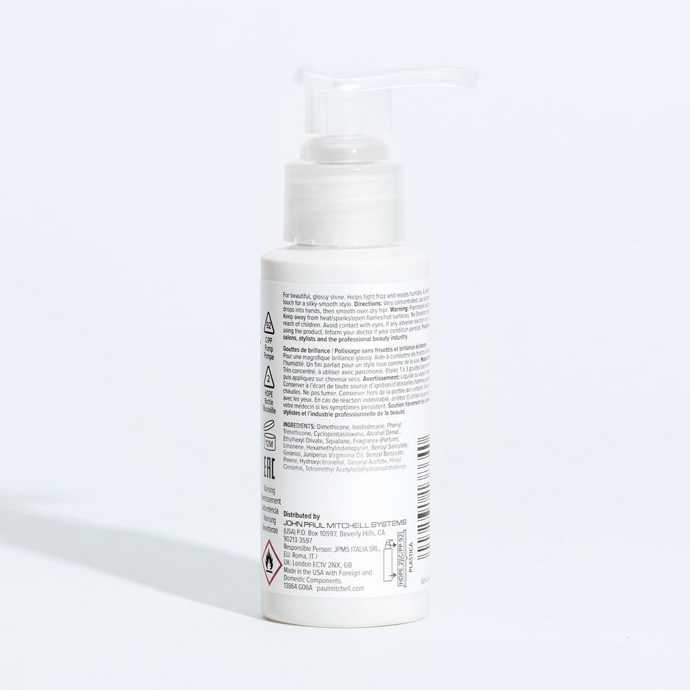 Paul Mitchell Gloss Drops packaging highlights recycled materials and eco-conscious design