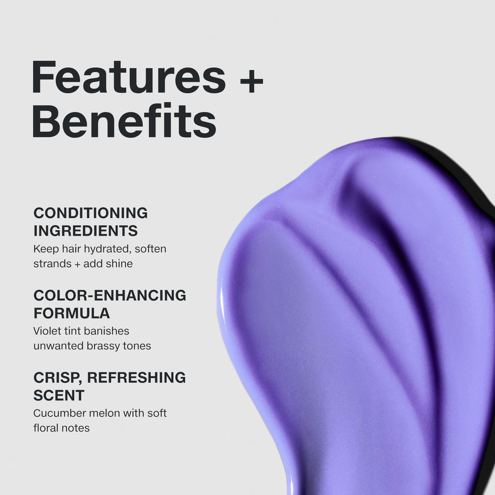 Paul Mitchell Platinum Blonde Violet Conditioner packaging close-up emphasizing violet pigments to reduce brass.