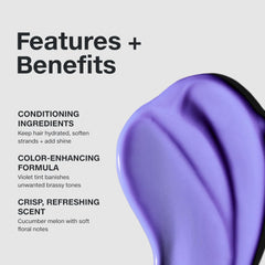 Paul Mitchell Platinum Blonde Violet Conditioner packaging close-up emphasizing violet pigments to reduce brass.